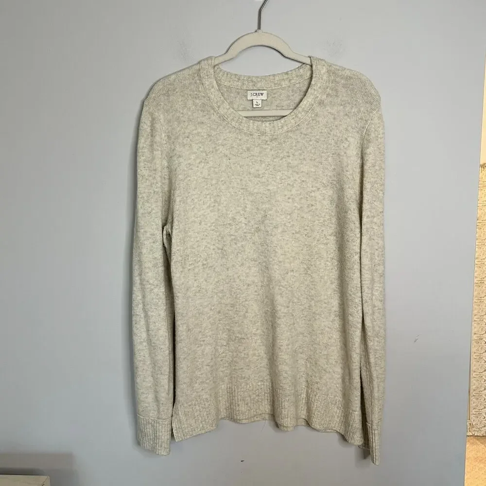 J. Crew Crew Neck Sweater Womens Size Large Gray Knit Pullover Soft Casual Cozy
